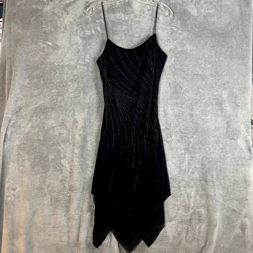 Vintage Y2K Byer Too Midi Dress Womens‎ 6/M Black Sparkle Fairy Gotch Whimsical